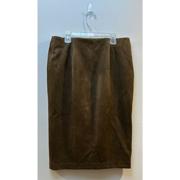 T Tahari women’s brown suede pencil skirt size Medium #41-1748 - Picture 5 of 5